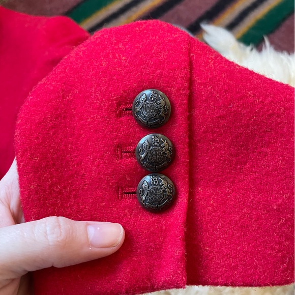 Talbots Wool Blend Notch Collar Equestrian Holiday 2 Button Blazer Christmas red - Picture 10 of 10